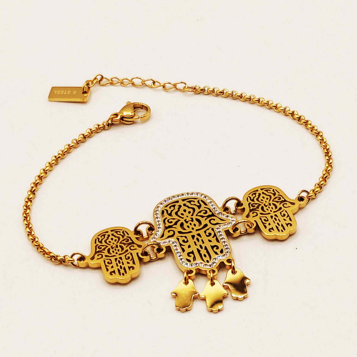 Bracelet Maillons Grande Main de Fatma et Multi Pendentifs Fatma Luxe