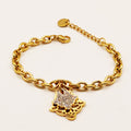 Bracelet Maillons Pendentif Double Main de Fatma Cristaux Luxe