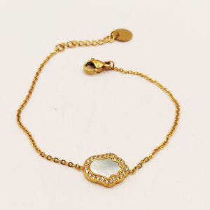 Bracelet Main de Fatma Blanc Nacré Tour Cristaux
