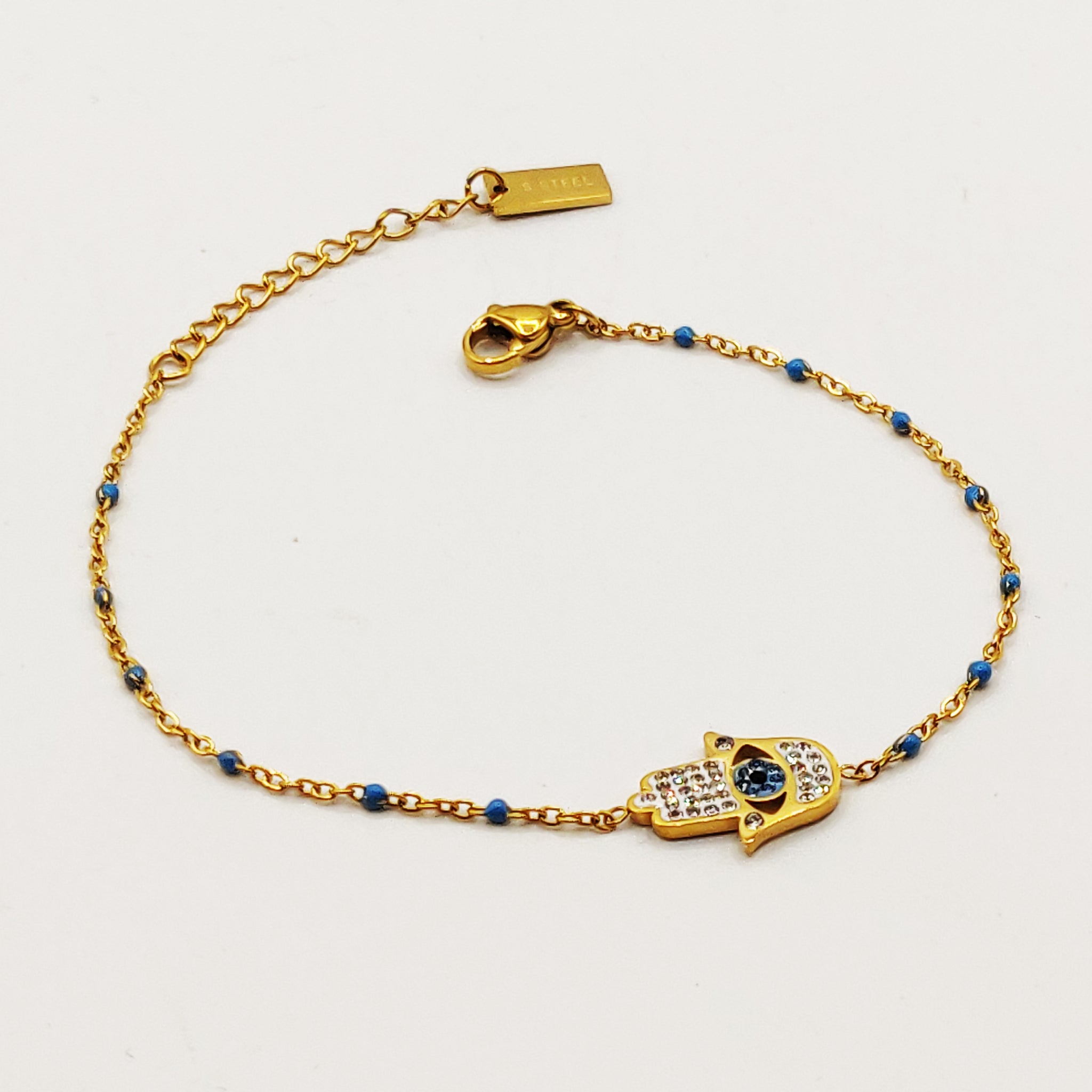 Bracelet Main de Fatma Perles Bleues Luxe