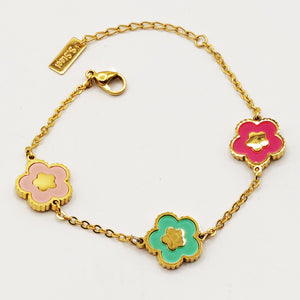 Bracelet Marguerites Multicolores et Dorées Luxe