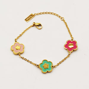 Bracelet Marguerites Multicolores et Dorées Luxe