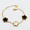 Bracelet Marguerites Noires et Blanches Tour Perles d'imitation Luxe