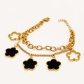 Bracelet Marguerites Noires Chaîne Double