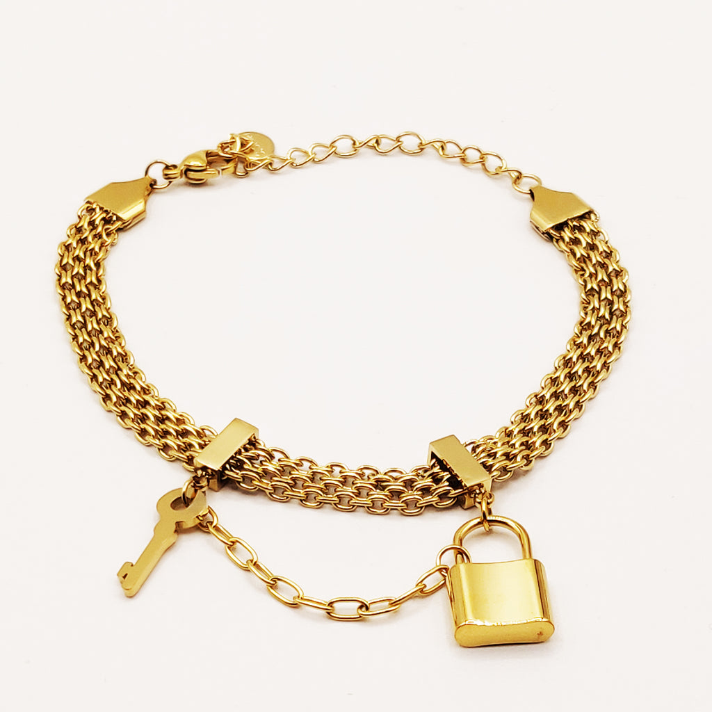 Bracelet Multi Chaînes Cadenas et Clé
