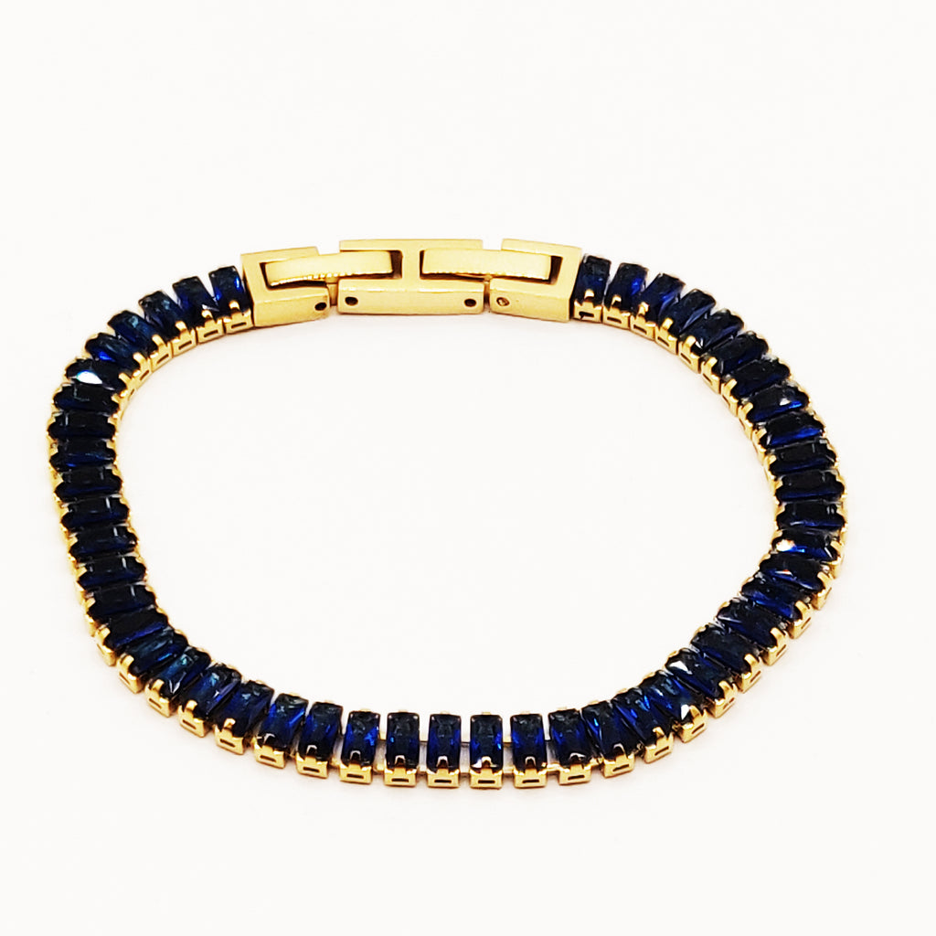 Bracelet Multi Cristaux Rectangulaires Bleus