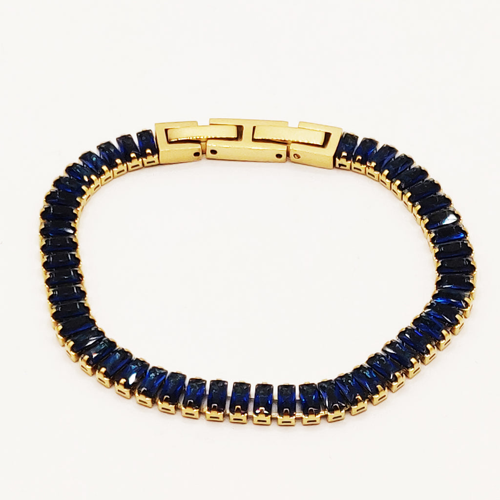 Bracelet Multi Cristaux Rectangulaires Bleus