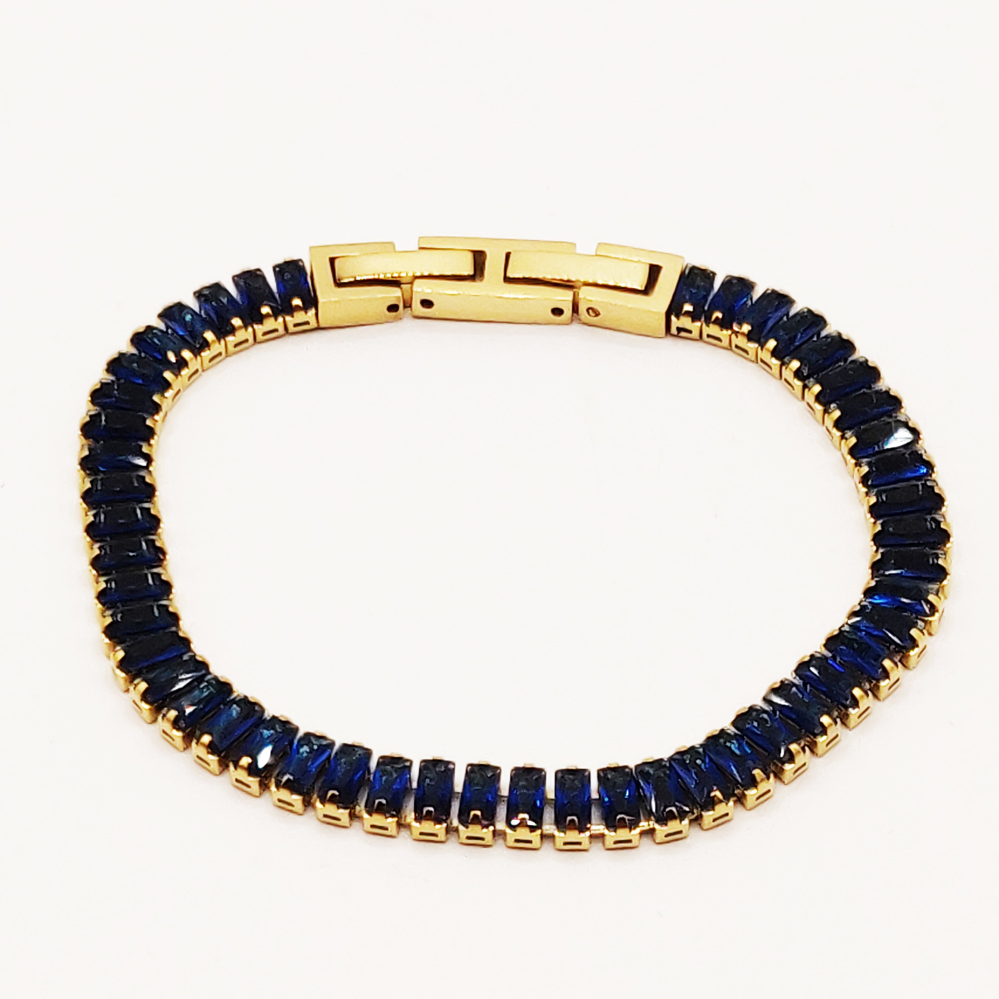 Bracelet Multi Cristaux Rectangulaires Bleus