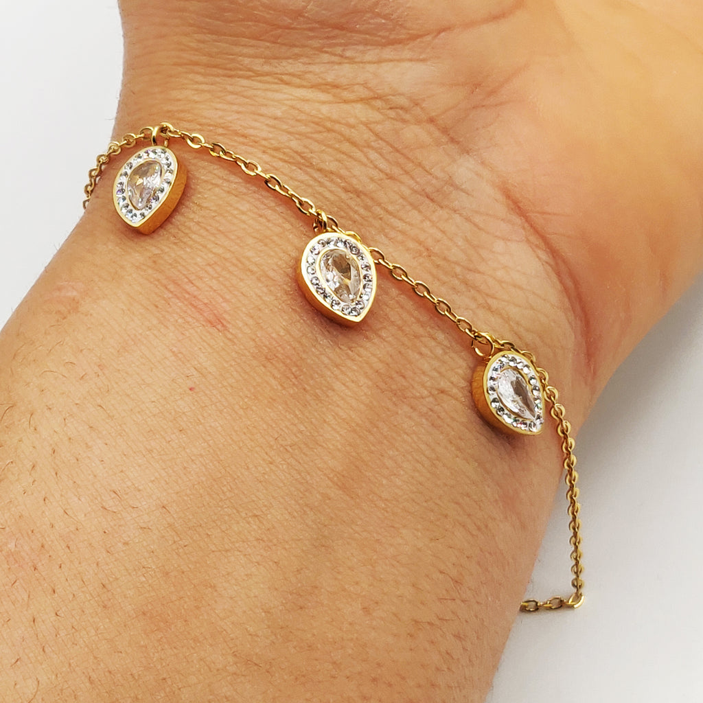 Bracelet Multi Gouttes Cristaux Luxe