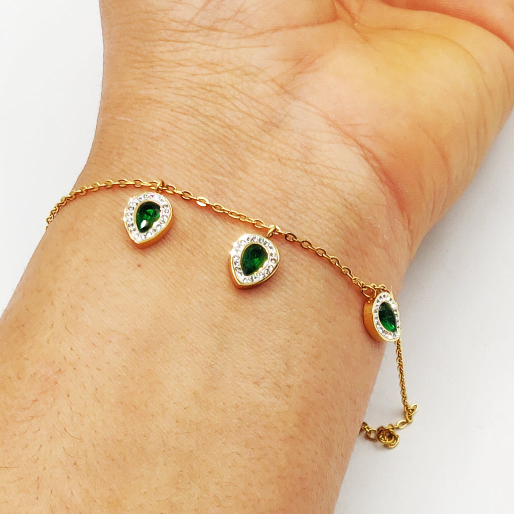 Bracelet Multi Gouttes Vertes Luxe