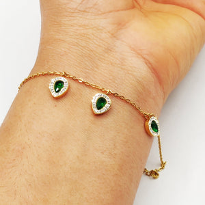 Bracelet Multi Gouttes Vertes Luxe