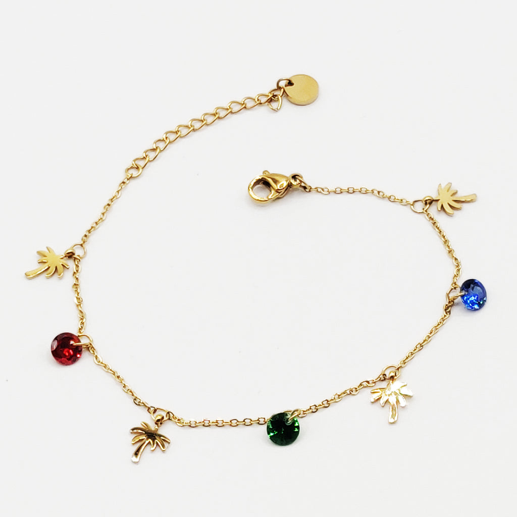 Bracelet Multi Palmiers et Cristaux Multicolores