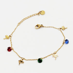 Bracelet Multi Palmiers et Cristaux Multicolores