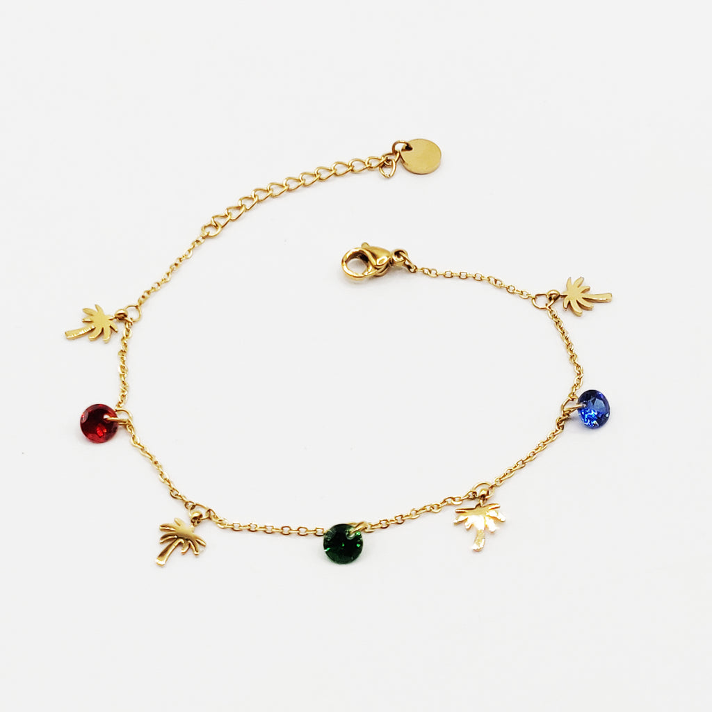 Bracelet Multi Palmiers et Cristaux Multicolores