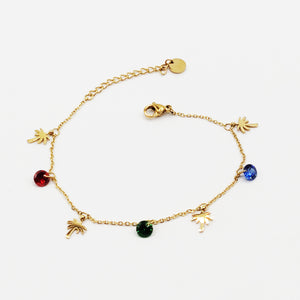 Bracelet Multi Palmiers et Cristaux Multicolores