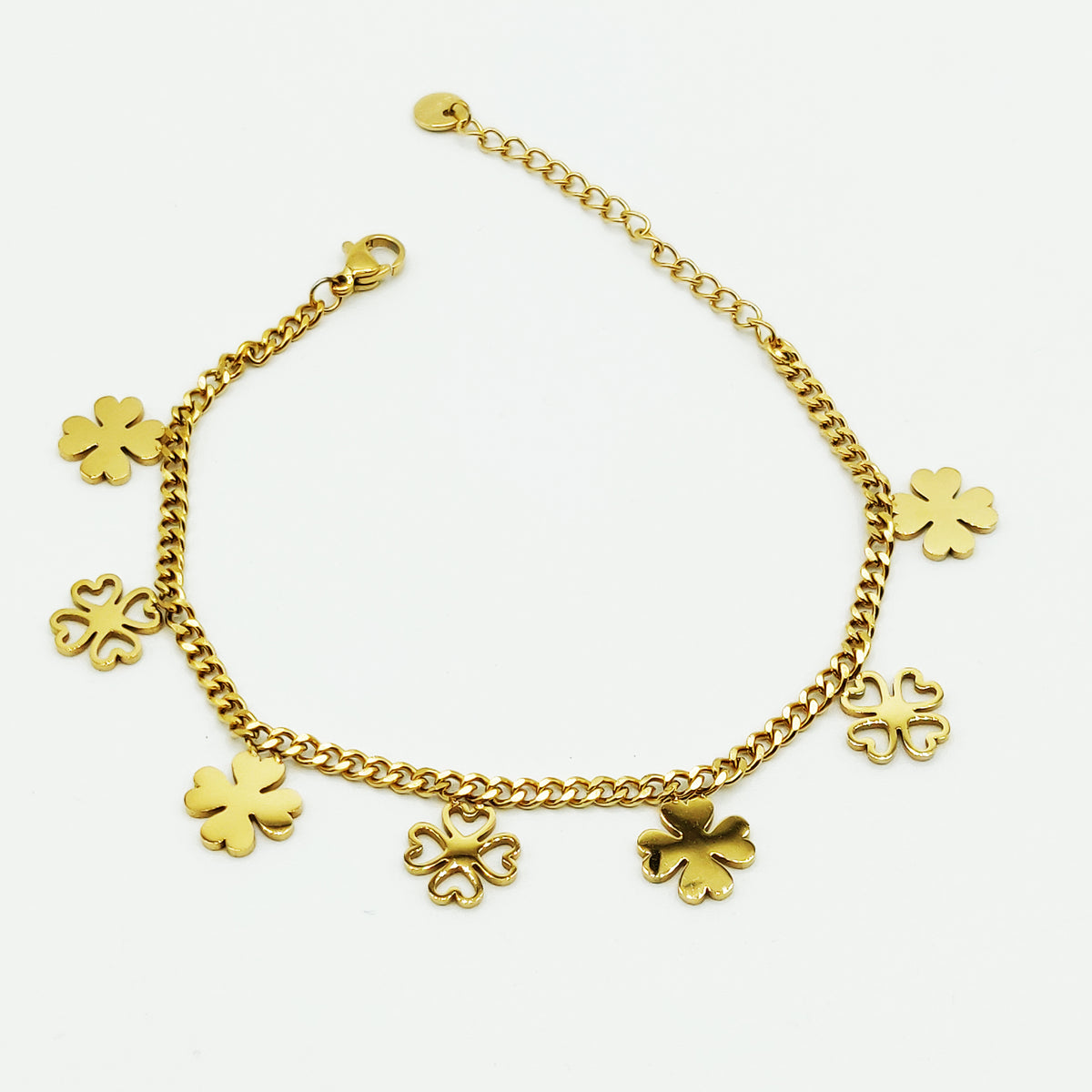 Bracelet Multi Trèfles Dorés Creux