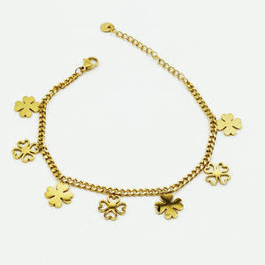 Bracelet Multi Trèfles Dorés Creux