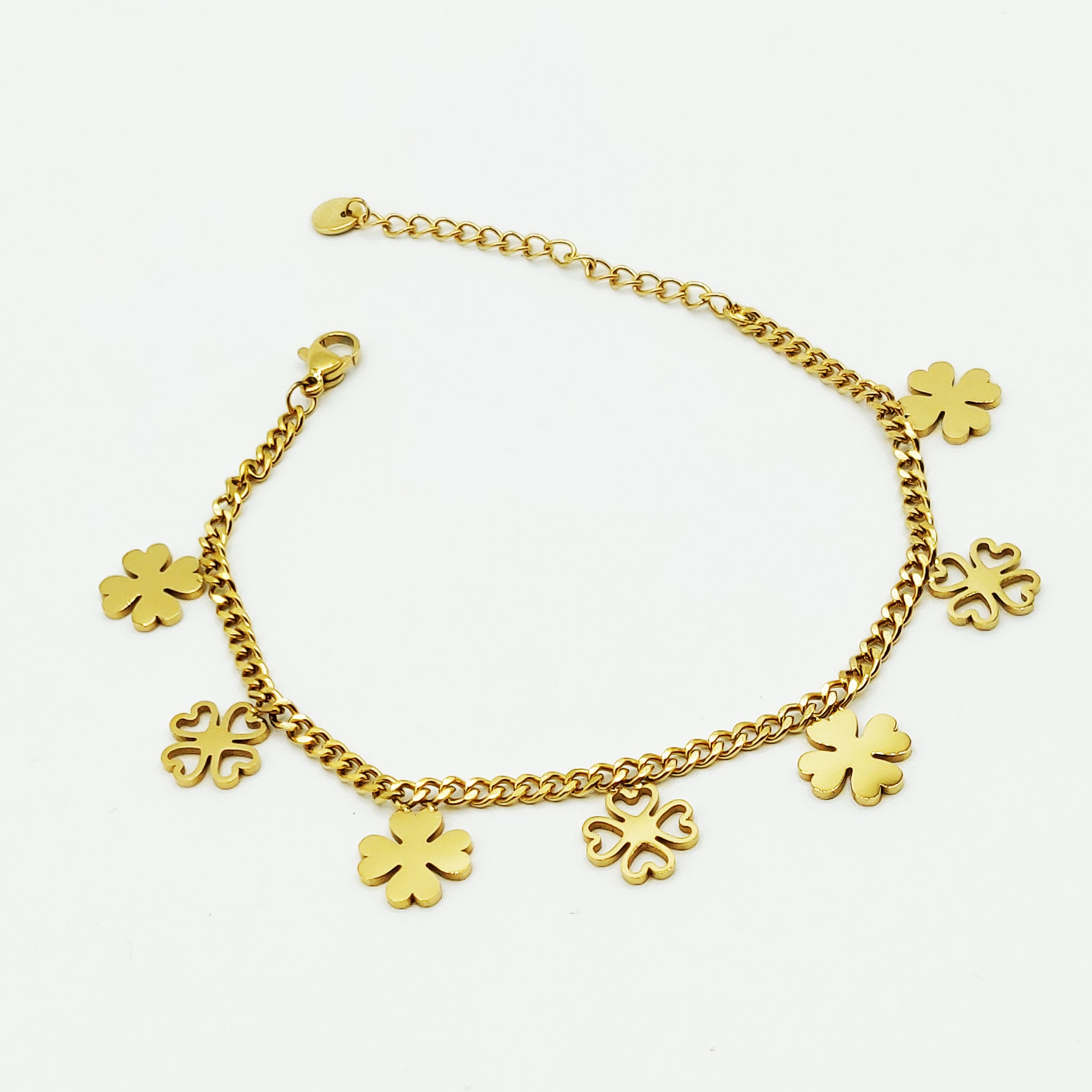 Bracelet Multi Trèfles Dorés Creux
