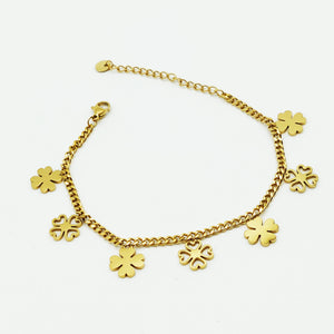Bracelet Multi Trèfles Dorés Creux