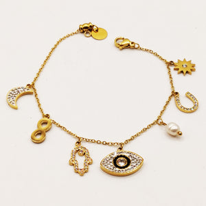 Bracelet Oeil Noir Multi Pendentifs Luxe