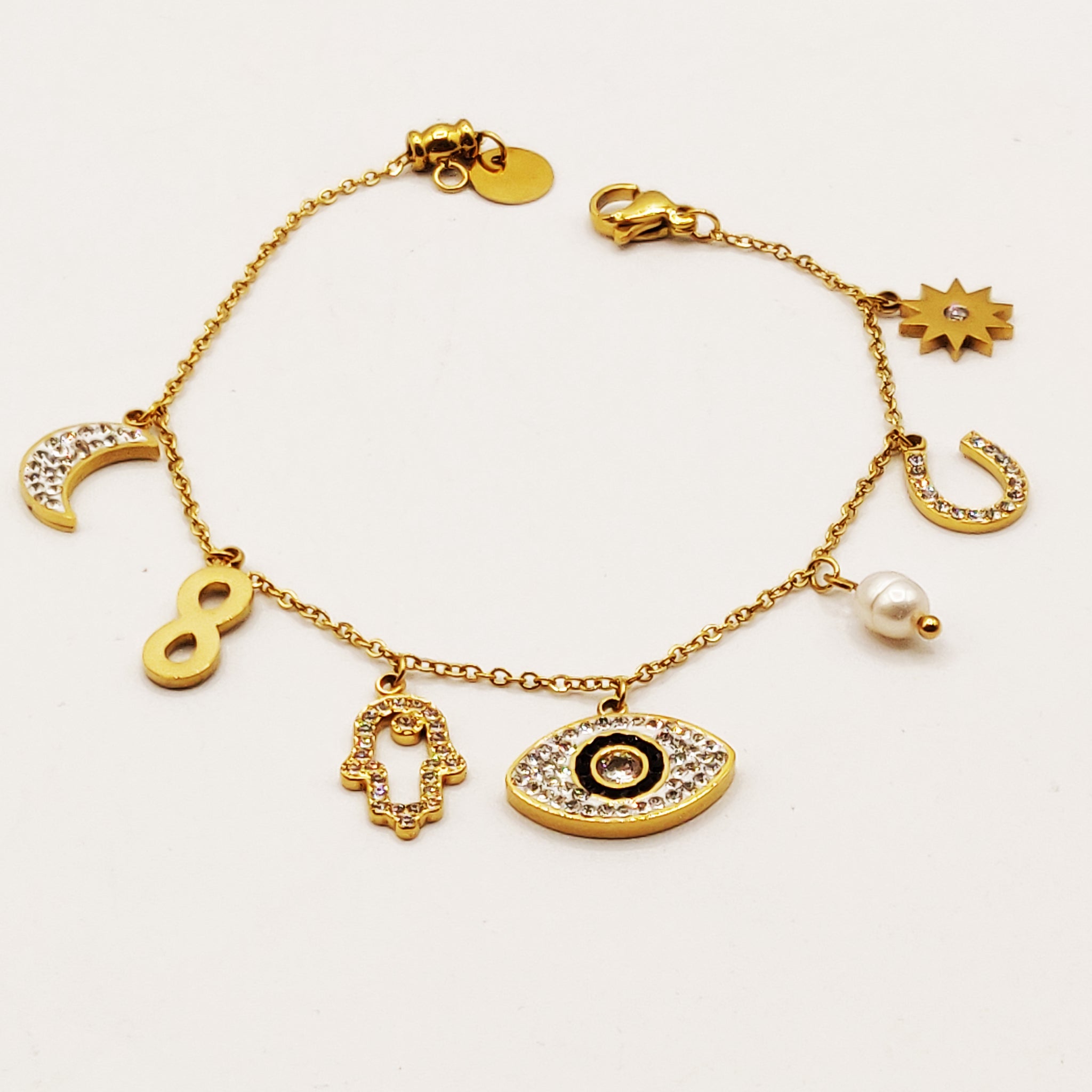 Bracelet Oeil Noir Multi Pendentifs Luxe