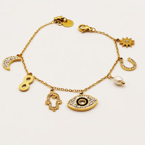 Bracelet Oeil Noir Multi Pendentifs Luxe