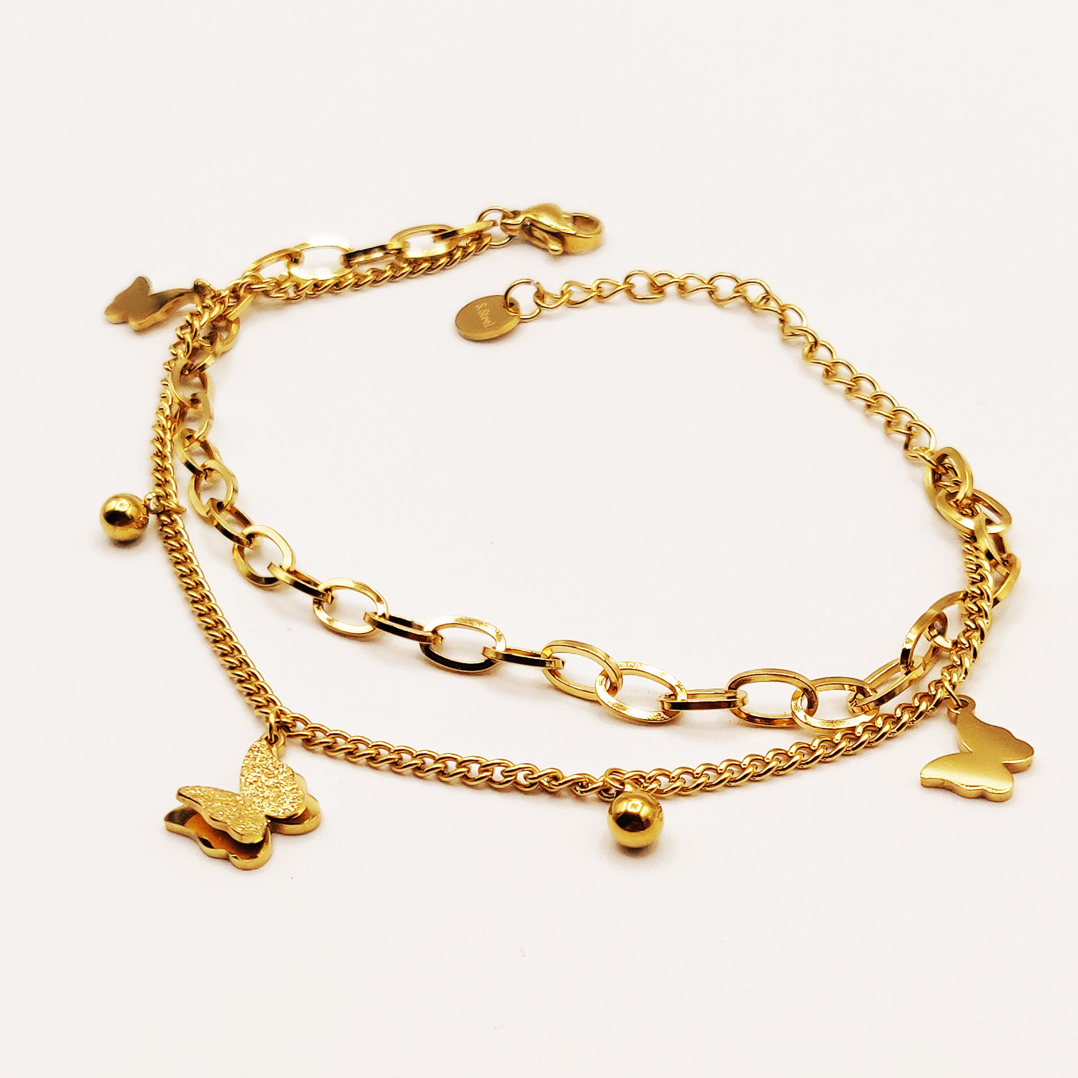 Bracelet Papillons Chaîne Double