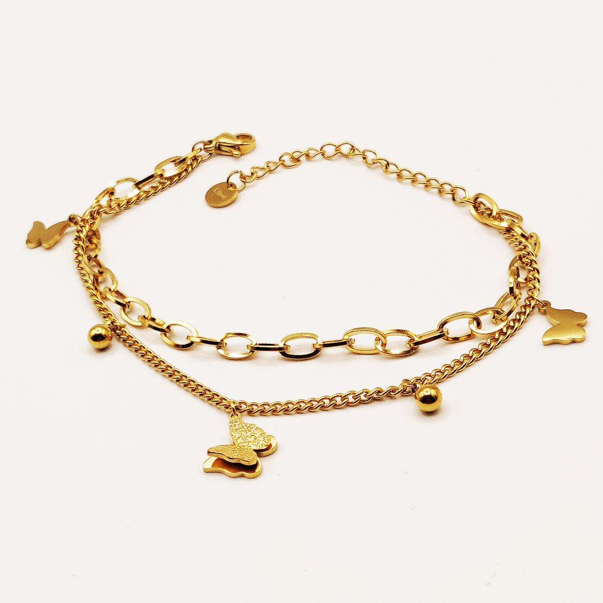 Bracelet Papillons Chaîne Double
