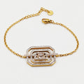 Bracelet Pendentif Triple Rectangles Cristaux et Gros Cristal Luxe