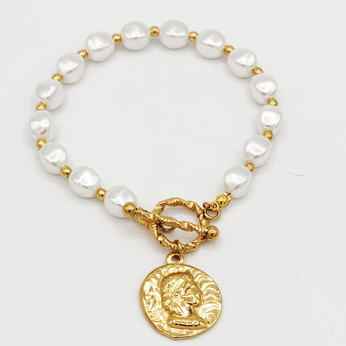 Bracelet Perles Blanches Louis d'Or