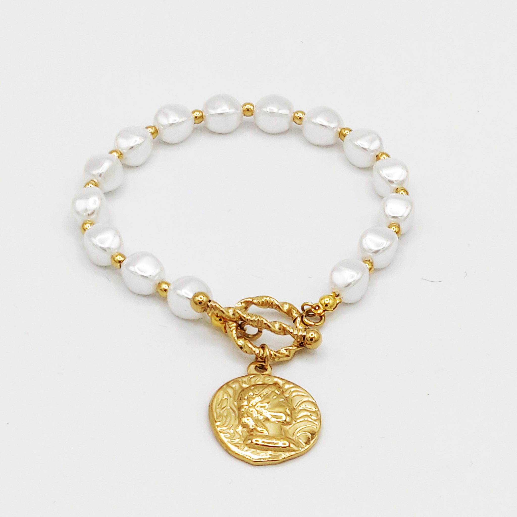Bracelet Perles Blanches Louis d'Or