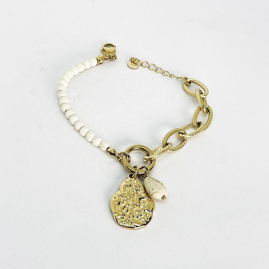Bracelet Perles Blanches Stylish