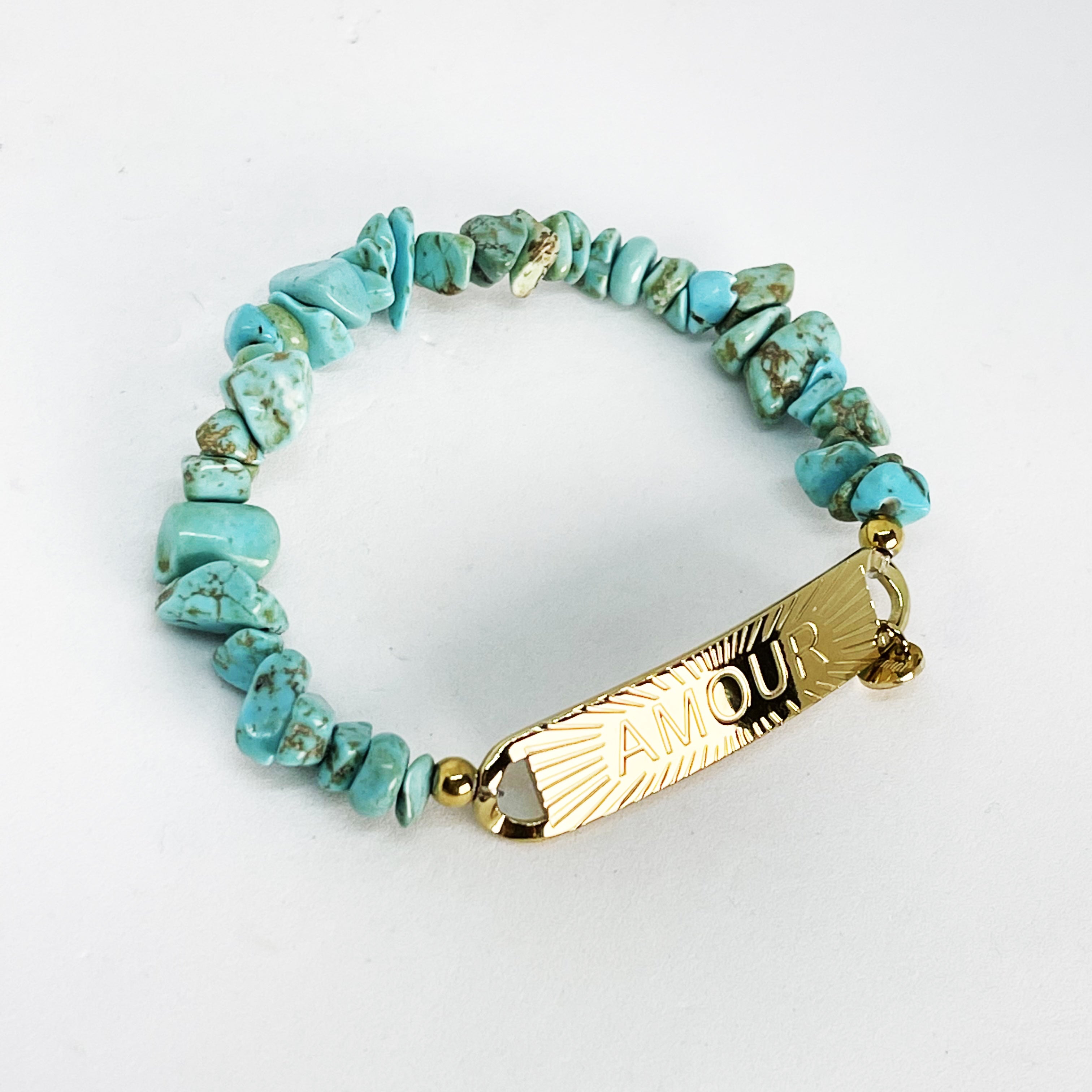 Bracelet Perles Bleues AMOUR