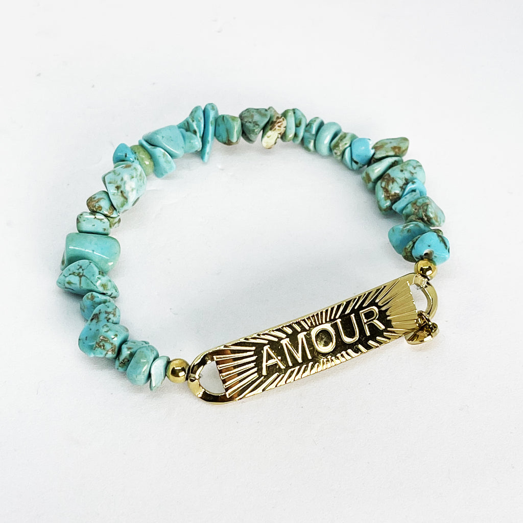 Bracelet Perles Bleues AMOUR