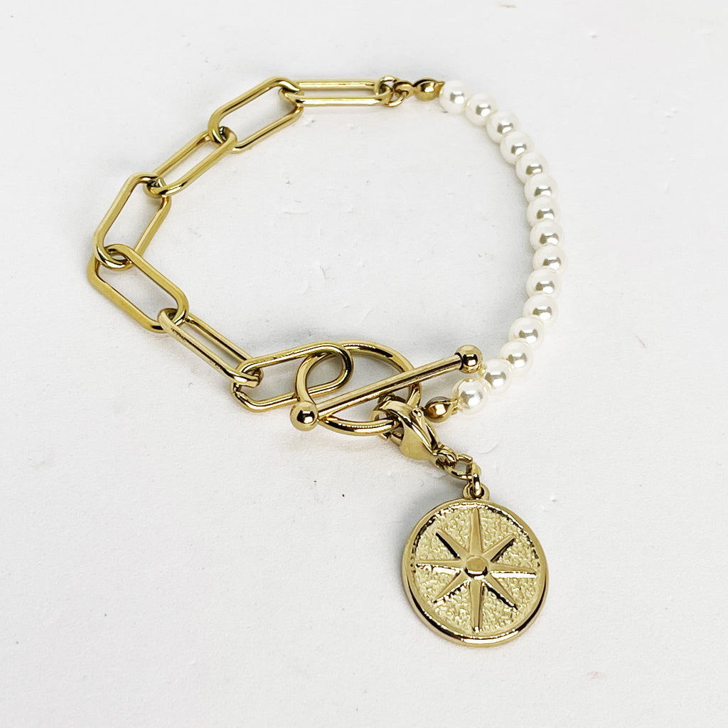 Bracelet Perles et Chaîne Cercle Étoile