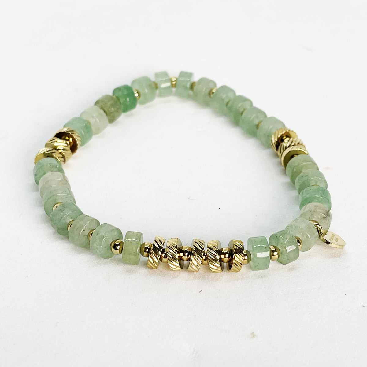 Bracelet Pierres Vertes Clair et Dorées
