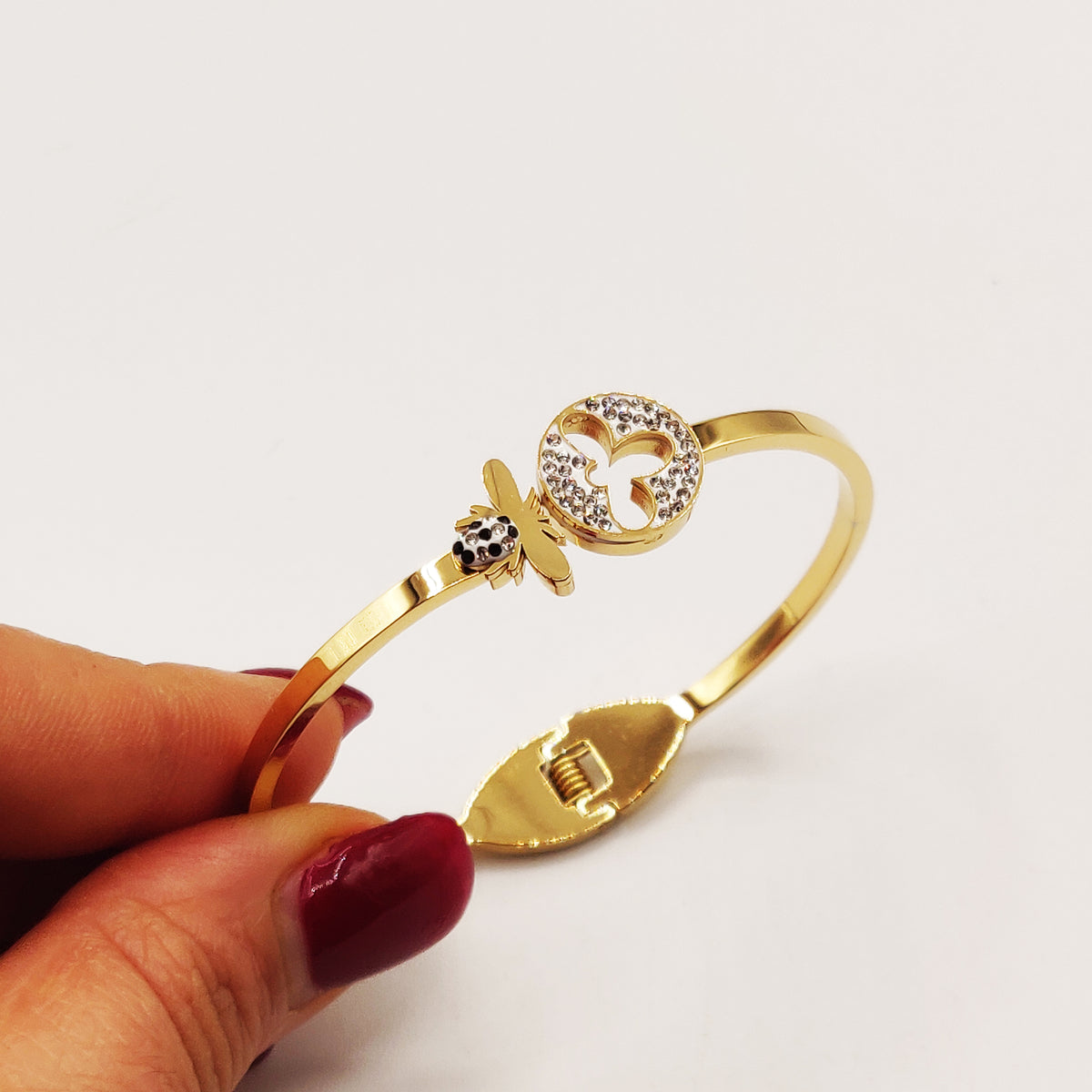 Bracelet Rigide Abeille Luxe Cristaux
