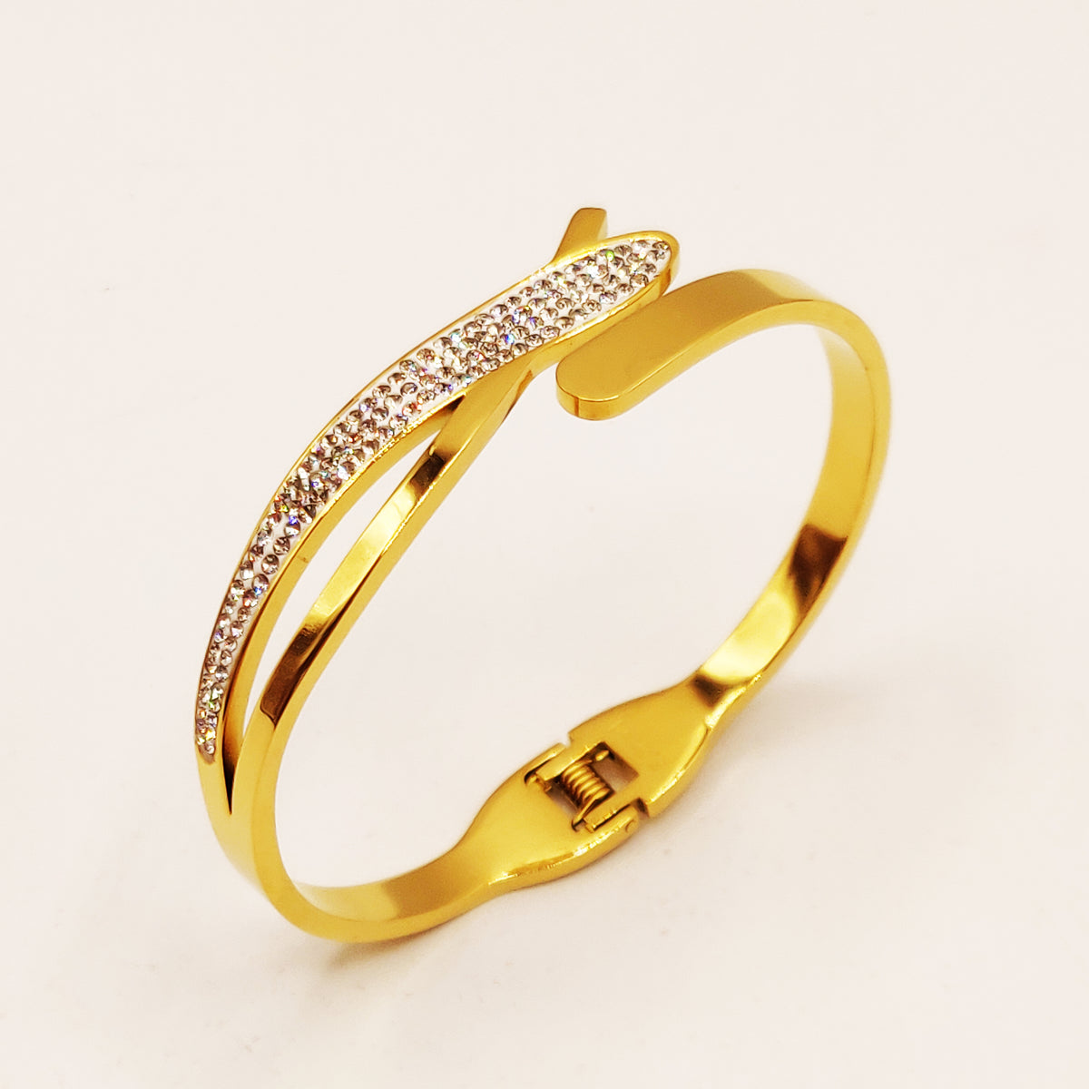 Bracelet Rigide Bande Cristaux Luxe