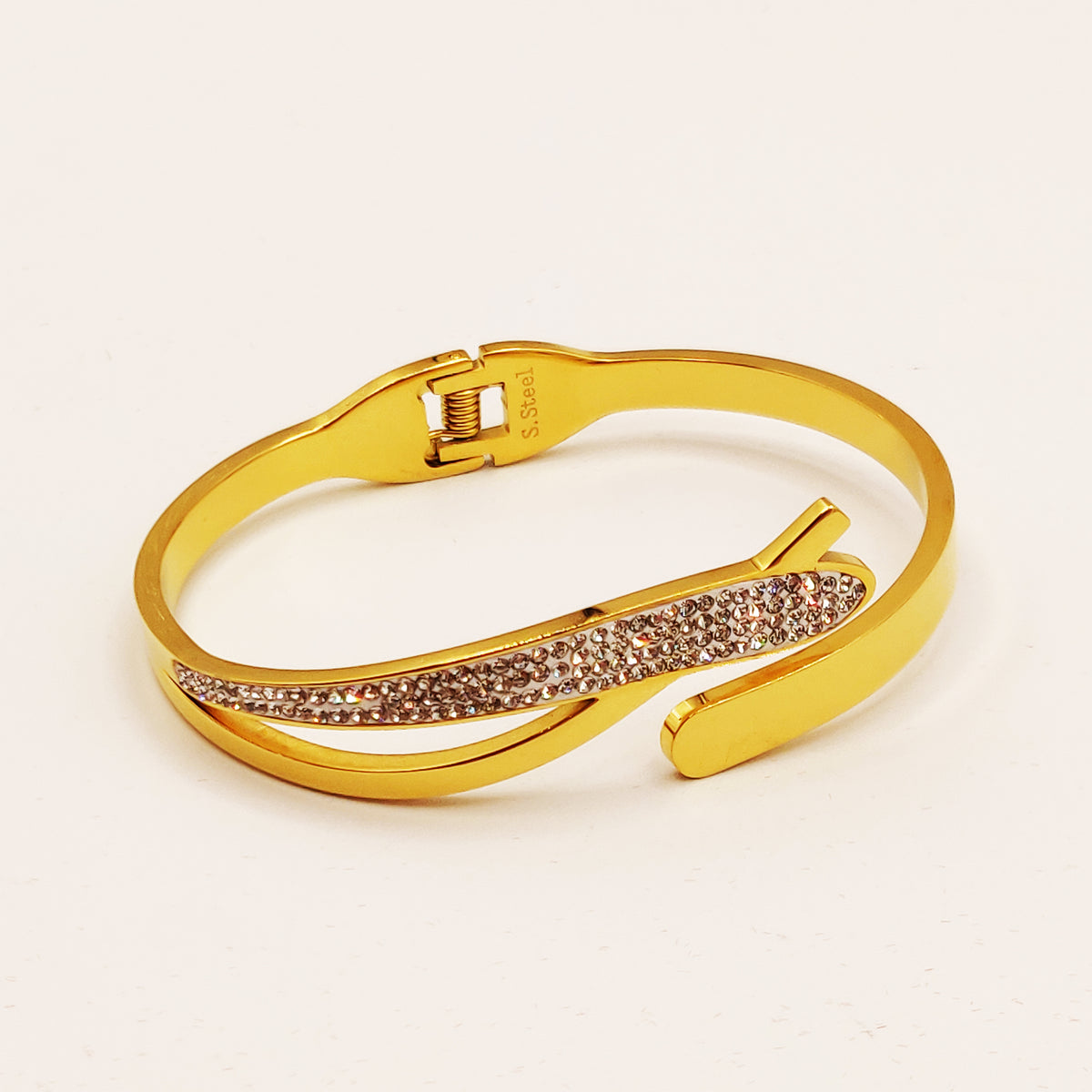 Bracelet Rigide Bande Cristaux Luxe