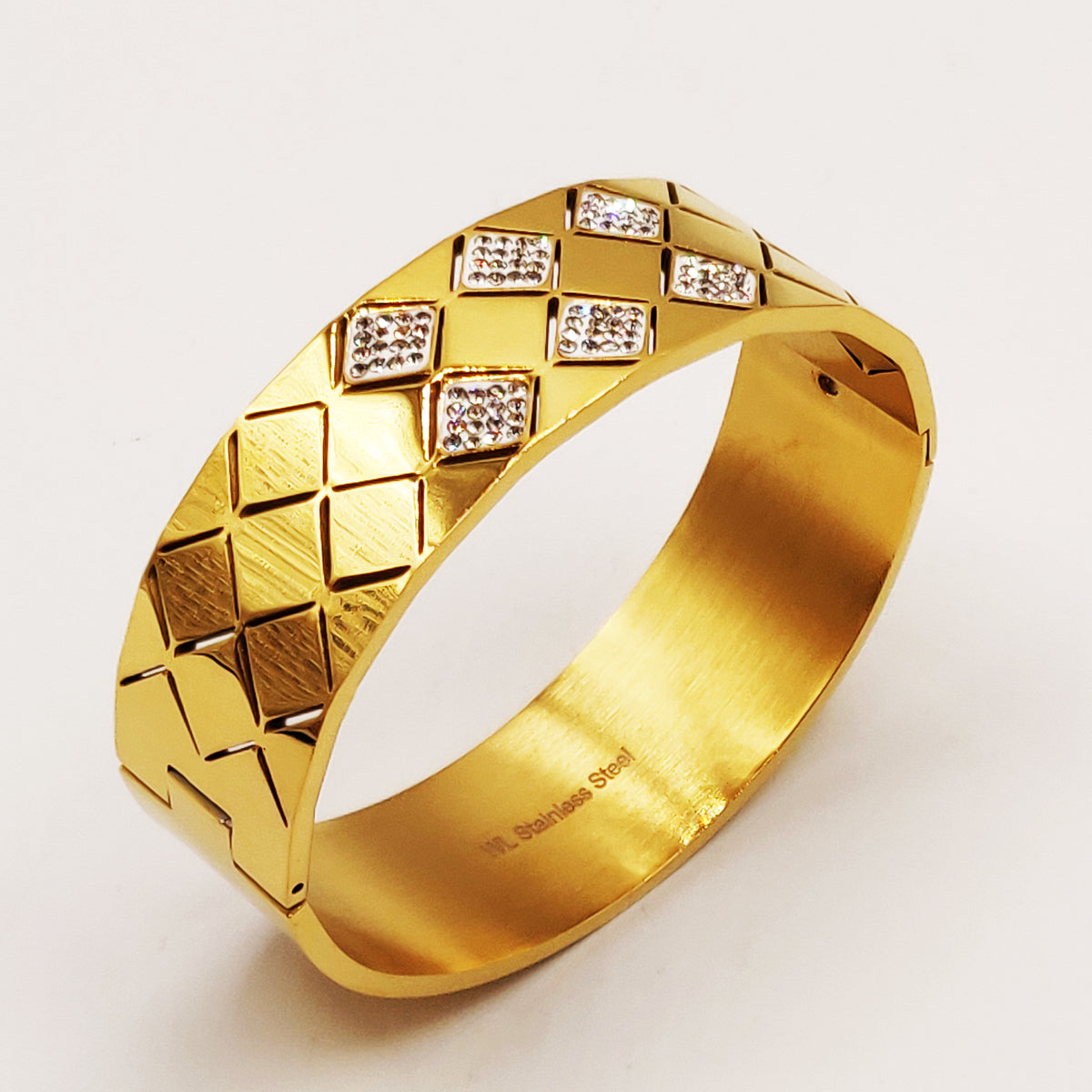 Bracelet Rigide Carreaux Cristaux Luxe