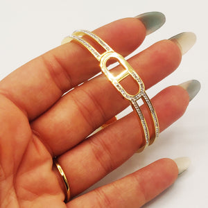 Bracelet Rigide CD Luxe Mi Cristaux