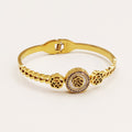 Bracelet Rigide Cercle Fleur Luxe Cristaux