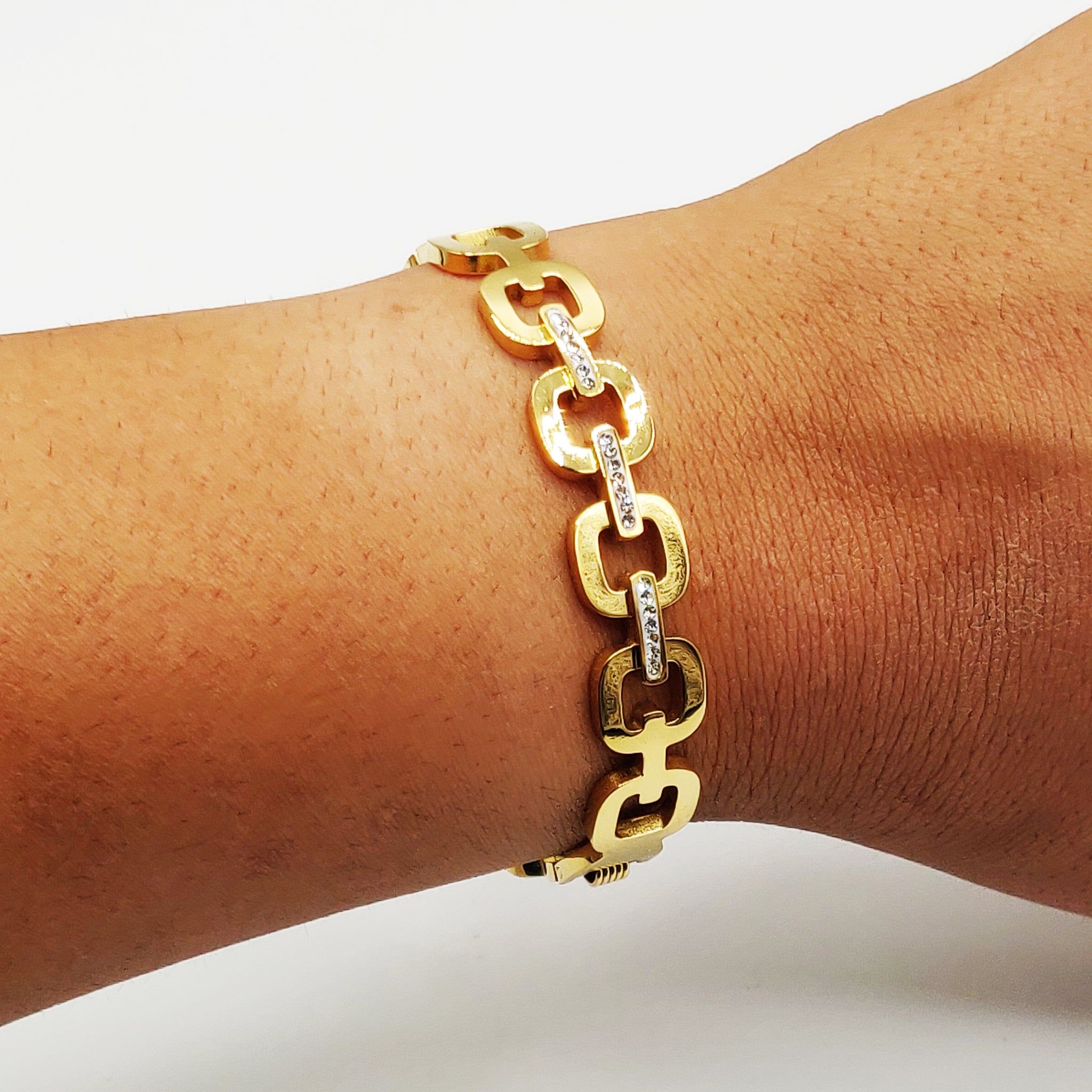 Bracelet Rigide Chaîne Carrée Cristaux
