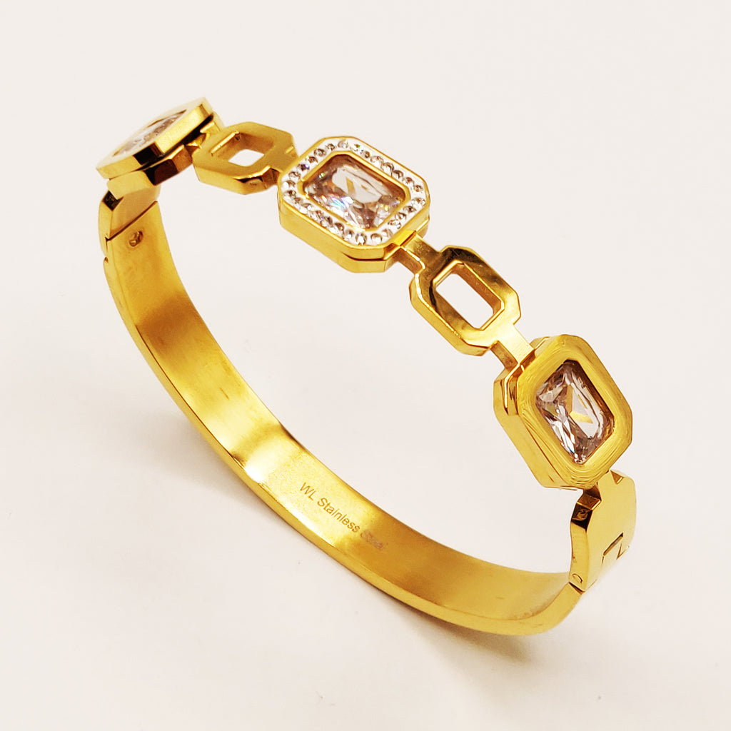 Bracelet Rigide Chaîne Gros Diamant Rectangle