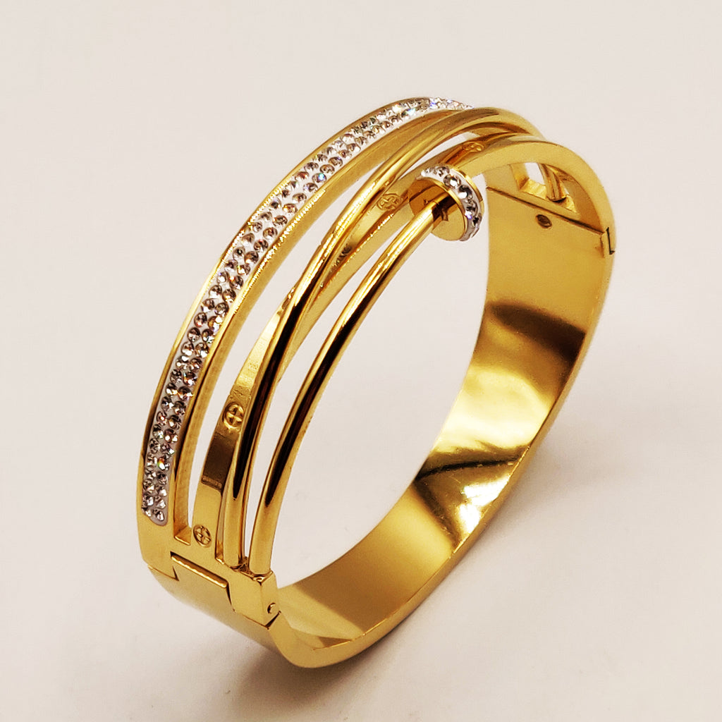 Bracelet Rigide Clou, Vis et Cristaux Luxe