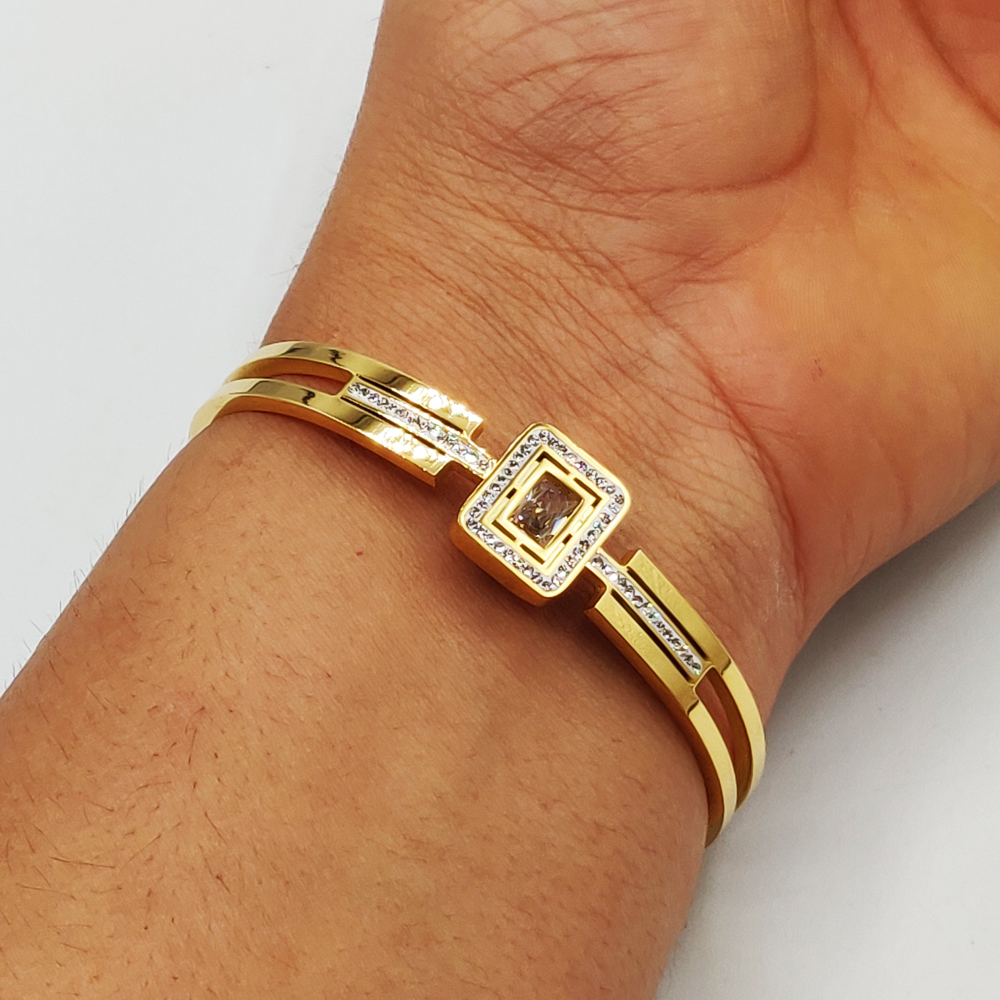 Bracelet Rigide Cristal Carré Luxe