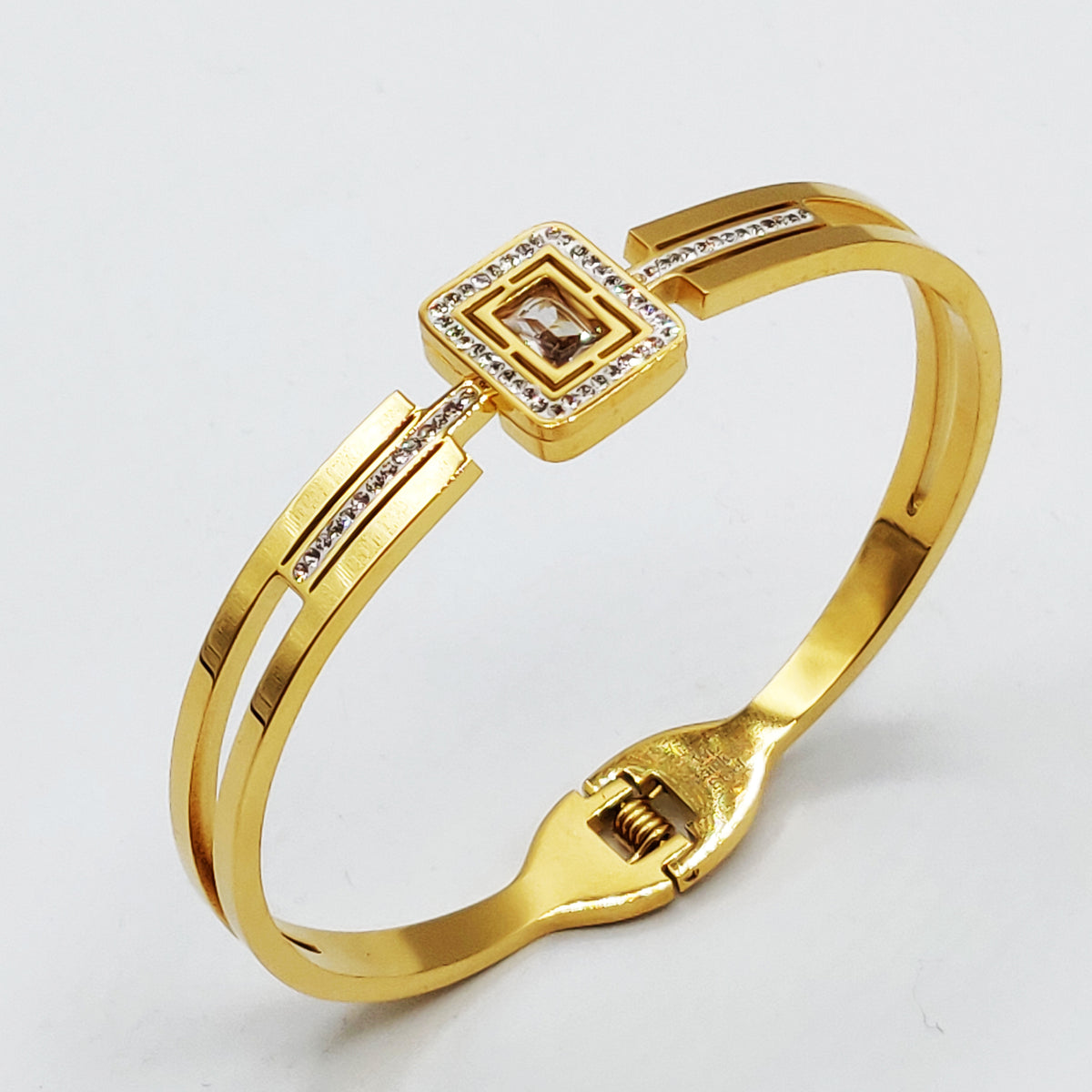 Bracelet Rigide Cristal Carré Luxe