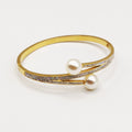 Bracelet Rigide Cristaux Double Perles d'imitation Blanches