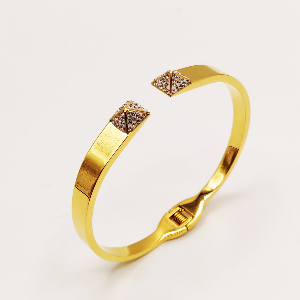 Bracelet Rigide Double Carrés Bombés Cristaux X