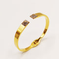 Bracelet Rigide Double Carrés Bombés Cristaux X